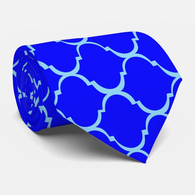 Blue Moroccan Design Tie (Rolled)