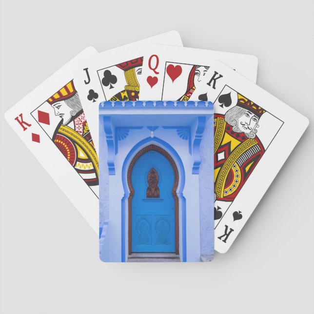 Blue Moroccan Door Playing Cards (Back)