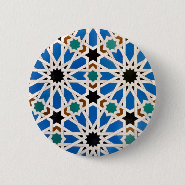 Blue Moroccan Mosaic Button (Front)