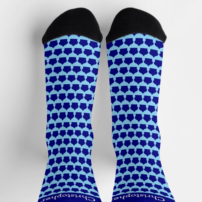 Blue Moroccan Pattern Design Socks (Top)