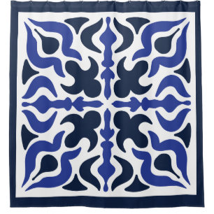 Blue Moroccan Pattern Shower Curtain