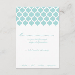 Blue Moroccan Pattern Wedding Party RSVP Cards