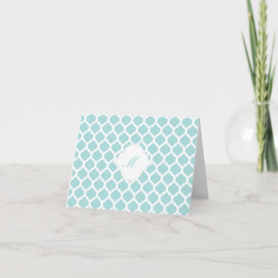 Blue Moroccan Pattern with Monogram Note Cards