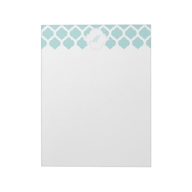 Blue Moroccan Pattern with Monogram Notepad (Rotated)