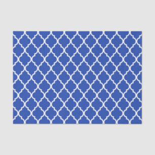 Blue Moroccan Quatrefoil Lattice Pattern Tissue Paper