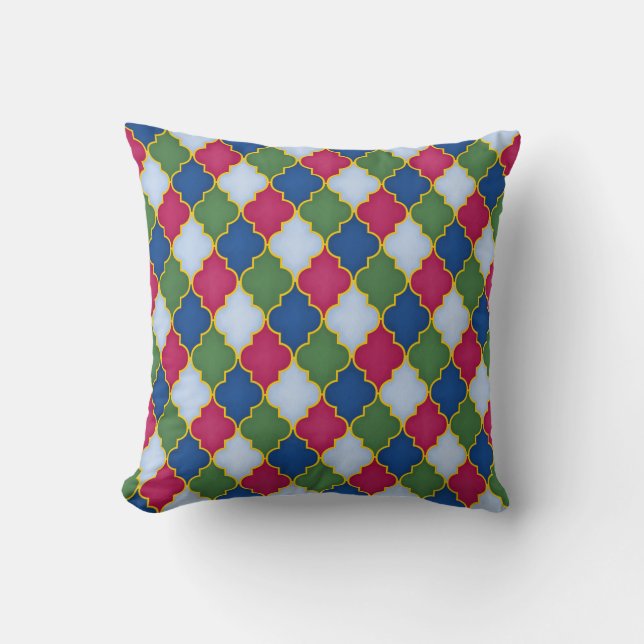 Blue Moroccan Tile Cushion (Front)