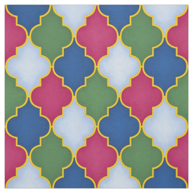 Blue Moroccan Tile (large scale) Fabric (Swatch)