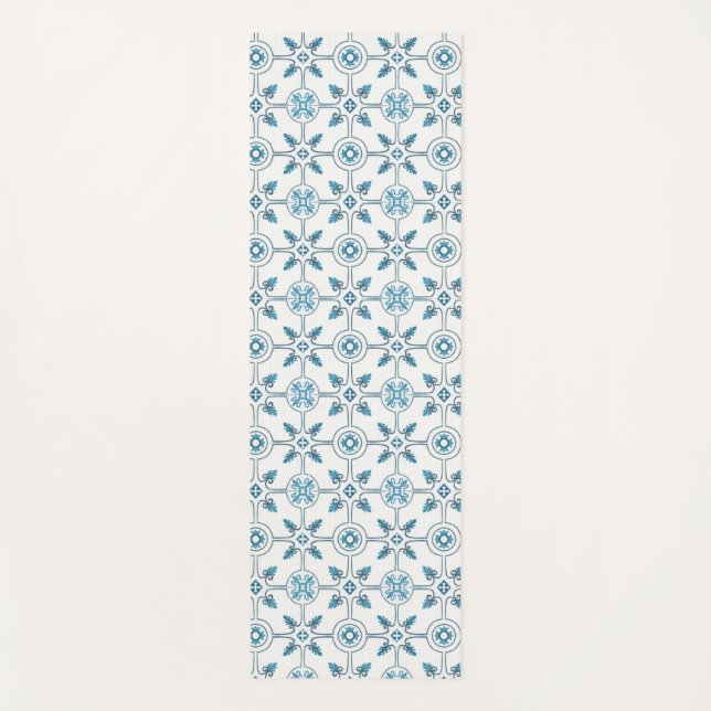 Blue Moroccan Tile Pattern  Yoga Mat (Front)