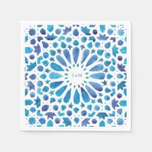 Blue Moroccan Tiles Initials Wedding Logo