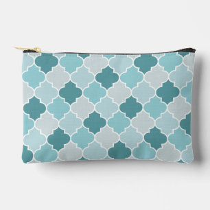 Blue Moroccan Trellis, Latticework, Quatrefoil Accessory Pouch