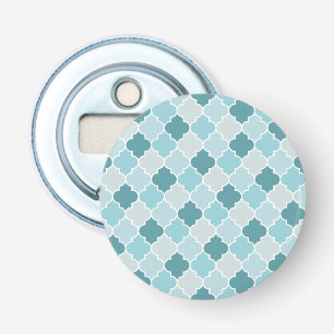 Blue Moroccan Trellis, Latticework, Quatrefoil Bottle Opener