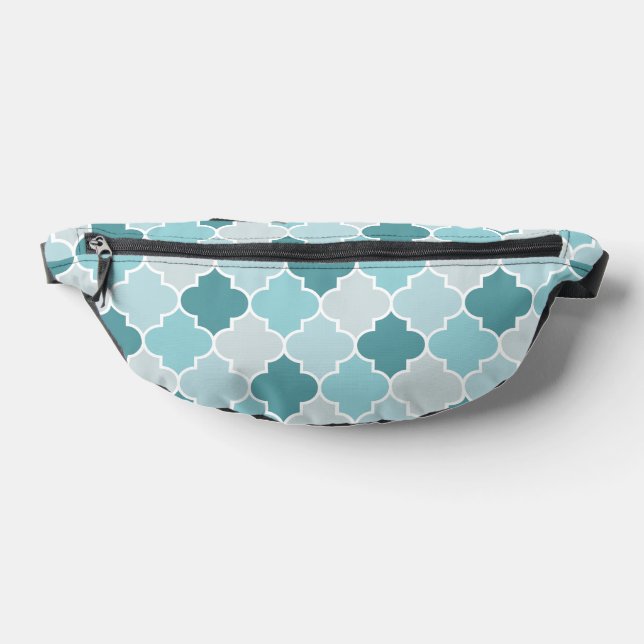 Blue Moroccan Trellis, Latticework, Quatrefoil Bum Bags (Lay Down)
