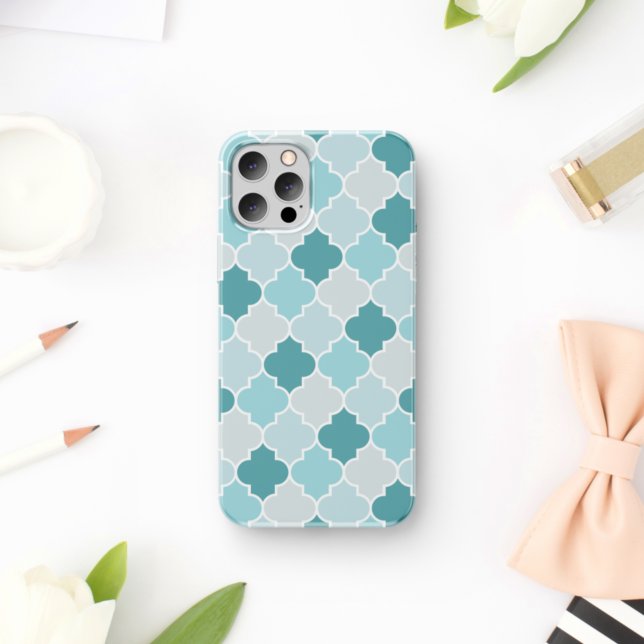 Blue Moroccan Trellis, Latticework, Quatrefoil Case-Mate iPhone Case (Creator Uploaded)