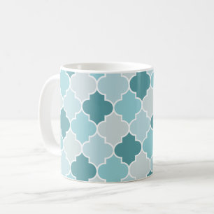 Blue Moroccan Trellis, Latticework, Quatrefoil Coffee Mug