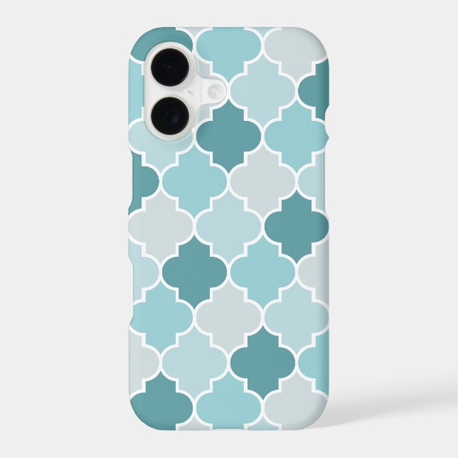 Blue Moroccan Trellis, Latticework, Quatrefoil iPhone Case (Back)