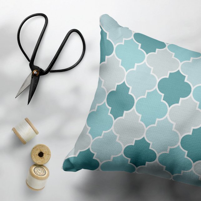 Blue Moroccan Trellis, Latticework, Quatrefoil Pillowcase (Creator Uploaded)