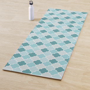 Blue Moroccan Trellis, Latticework, Quatrefoil Yoga Mat