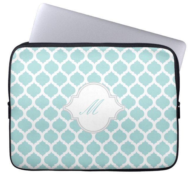 Blue Moroccan with Monogram Laptop Sleeve (Front)