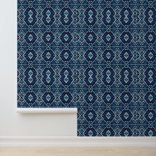 Blue Moroccan Zellige Tile Textured Vinyl Wallpaper