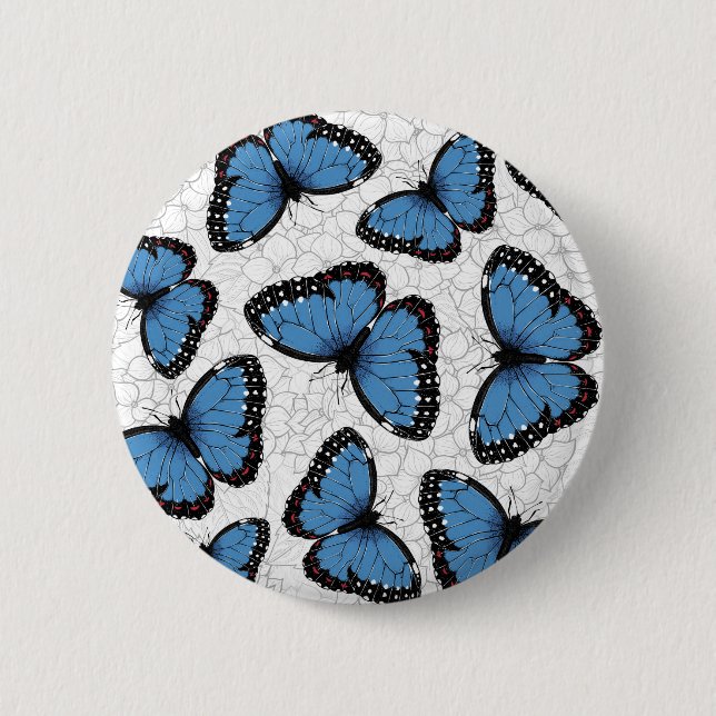 Blue morpho butterflies 6 cm round badge (Front)