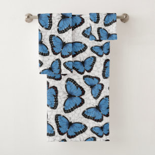 Blue morpho butterflies bath towel set