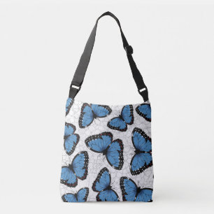 Blue morpho butterflies crossbody bag