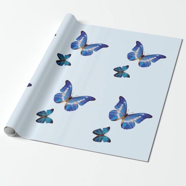 Blue Morpho Butterflies Gift Wrap (Unrolled)