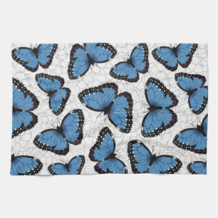 Blue morpho butterflies tea towel
