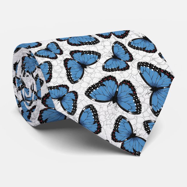 Blue morpho butterflies tie (Rolled)