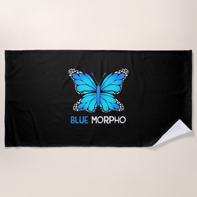 Blue Morpho Butterfly Beach Towel (Front)
