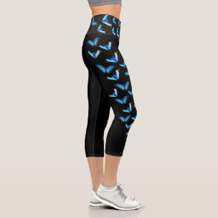 BLUE MORPHO BUTTERFLY  CAPRI LEGGINGS