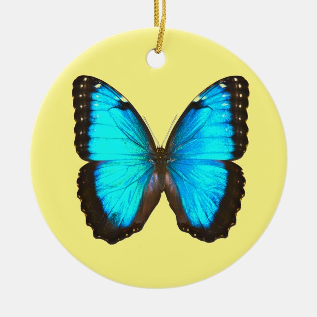 Blue Morpho Butterfly Ceramic Tree Decoration (Front)