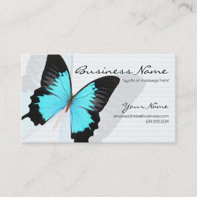 Blue Morpho Butterfly Design Business Cards (Front)
