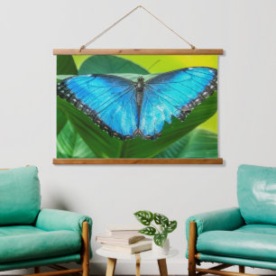 Blue Morpho Butterfly Floral Nature Art Hanging Tapestry