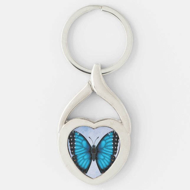 Blue Morpho Butterfly Key Ring (Front)