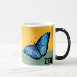 Blue Morpho Butterfly Monogram Name Letter Magic Mug