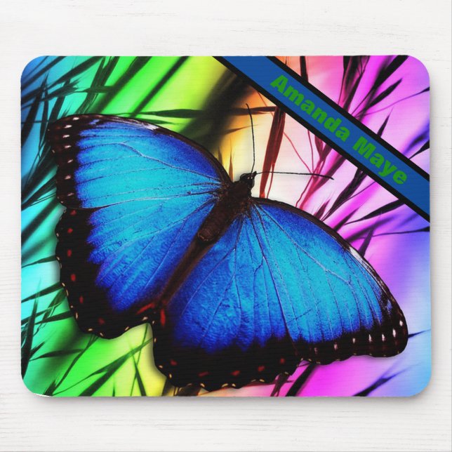 Blue Morpho Butterfly Mouse Mat (Front)
