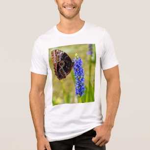 Blue morpho butterfly on a marsh orchid T-Shirt Tri-Blend Shirt