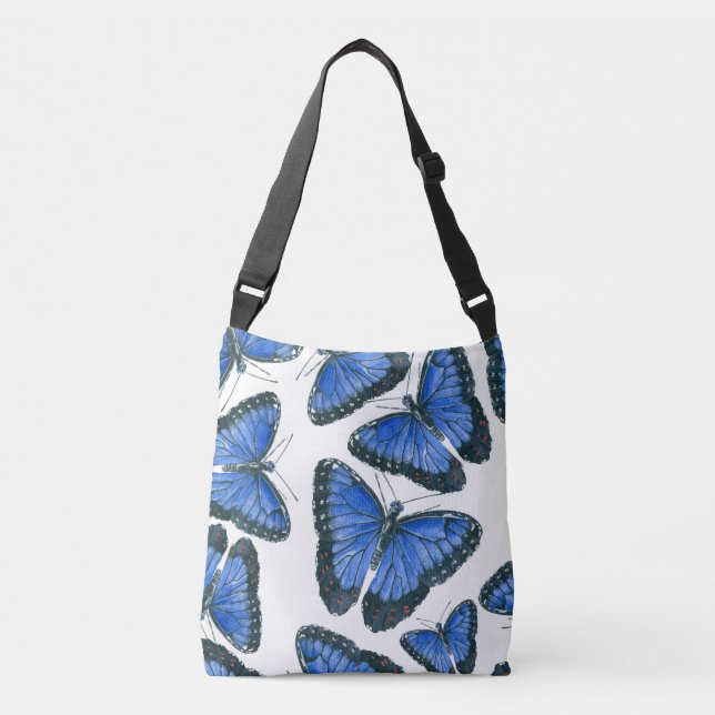 Blue morpho butterfly pattern design crossbody bag (Front)
