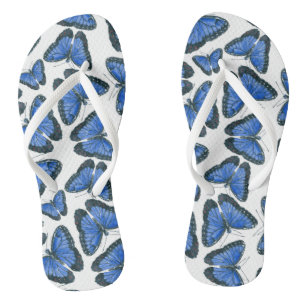 Blue morpho butterfly pattern design flip flops