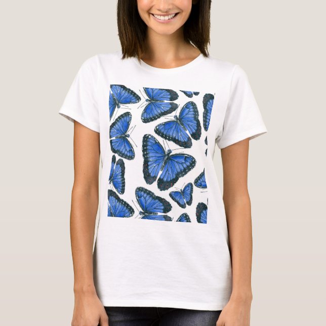 Blue morpho butterfly pattern design T-Shirt (Front)