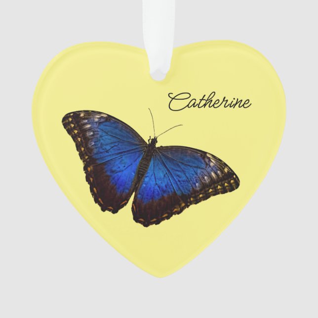 Blue Morpho Butterfly personalised holiday Ornament (Front)