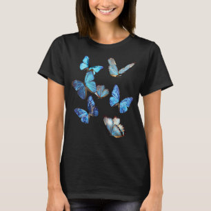 Blue Morpho Butterfly Swarmes Lepidoptera Entomolo T-Shirt