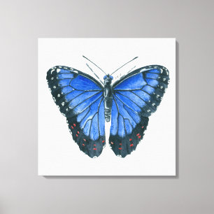Blue Morpho butterfly watercolor painting Canvas Print