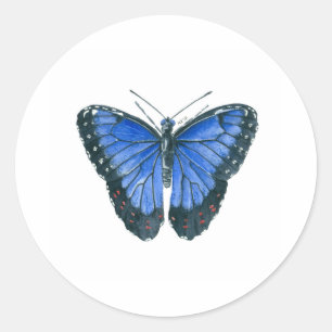 Blue Morpho butterfly watercolor painting Classic Round Sticker