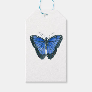 Blue Morpho butterfly watercolor painting Gift Tags