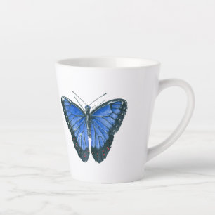 Blue Morpho butterfly watercolor painting Latte Mug