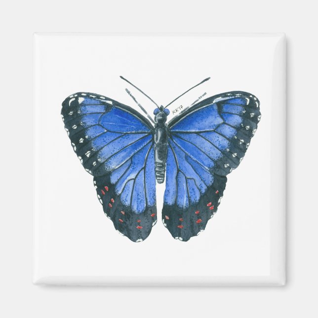 Blue Morpho butterfly watercolor painting Magnet (Front)