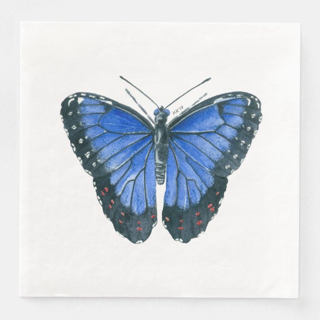 Blue Morpho butterfly watercolor painting Napkin (Front)
