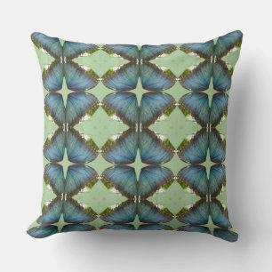 Blue Morpho Butterfly Wing Pattern Throw Pillow